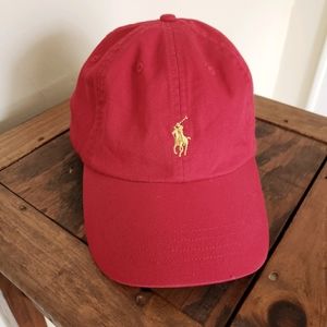 RALPH LAUREN Polo Hat, Red w/ Yellow Logo